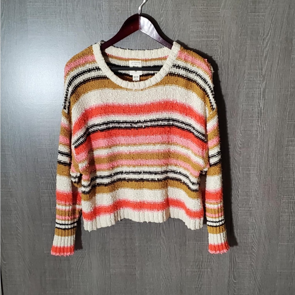 BillaBong Easy Going Striped Jumper Cropped Sweater Medium - Picture 3 of 7